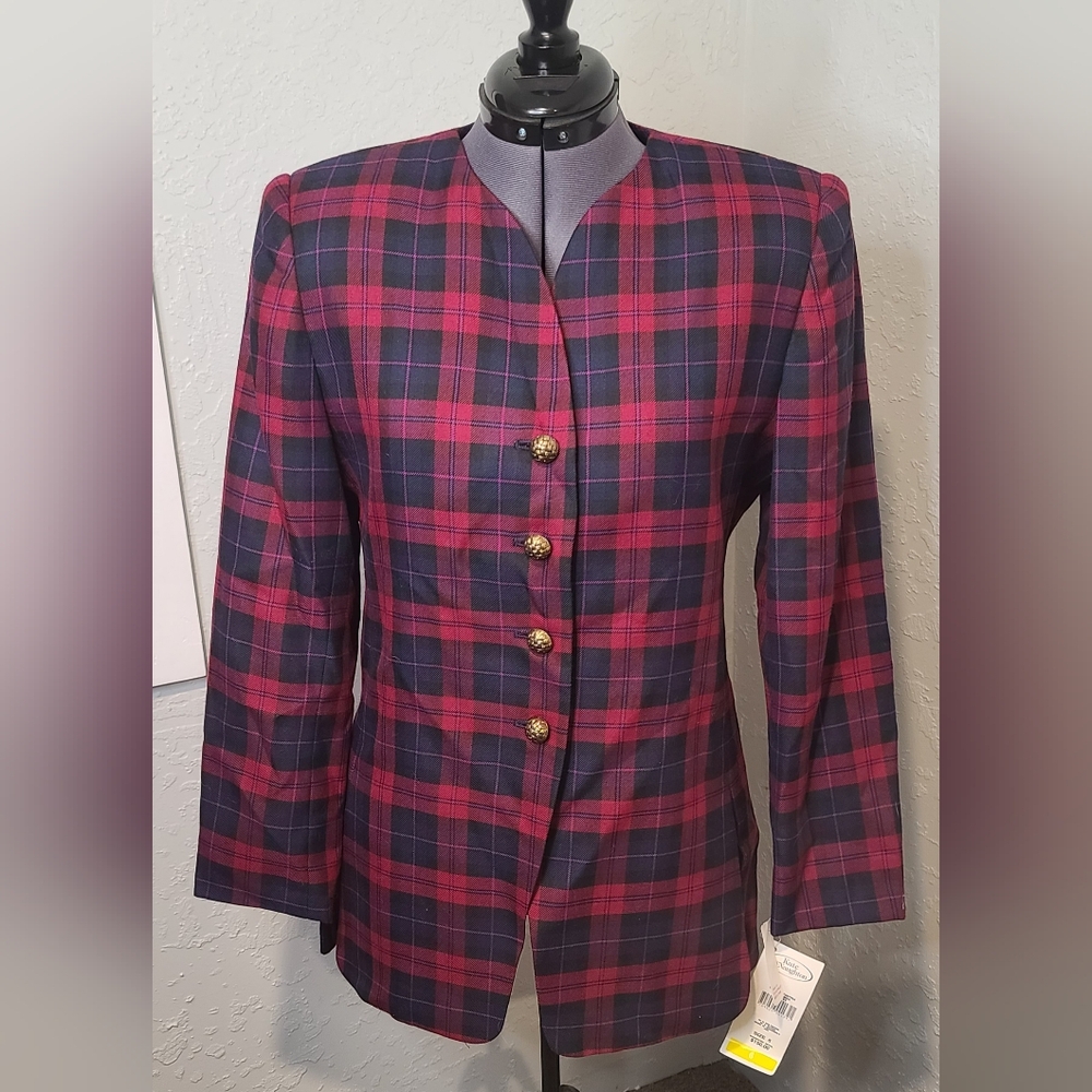 NWT Vintage Kate McNaughton blazer maroon & black women's size 6